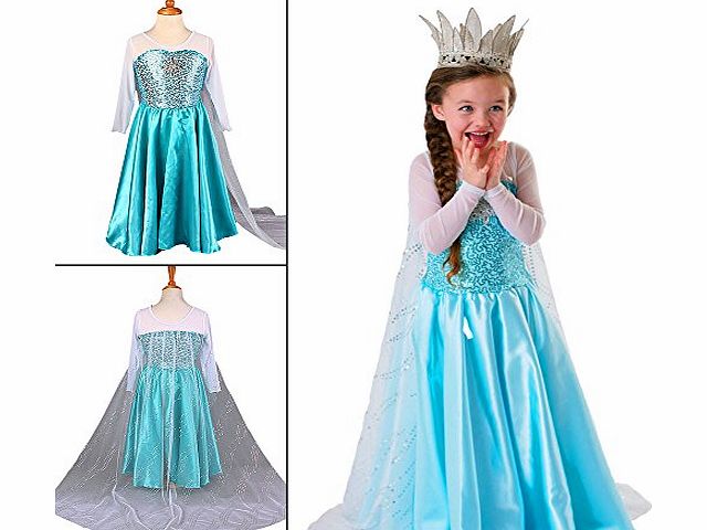 Kids Girls Dresses Elsa Frozen Dress Costume Princess Party dresses (110cm(4-5 years), Light Blue)