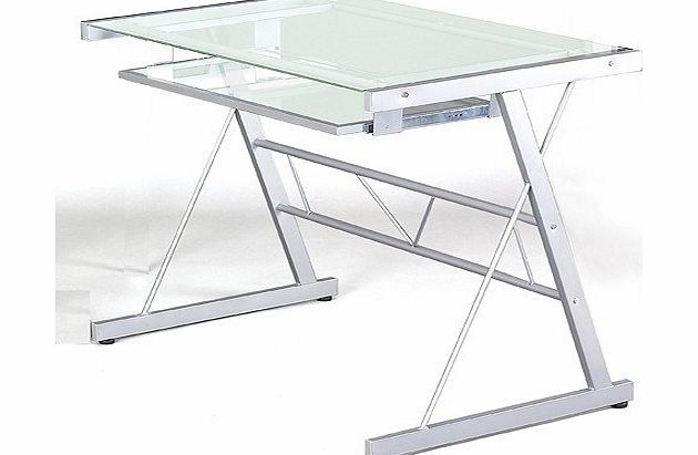 SpecialShare Modern Home Office Computer Desk / PC Laptop Table Glass Desk Top Furniture