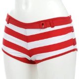 Speedo Ocean Pacific Bikini Crop Shorts Ladies Red Stripe 12