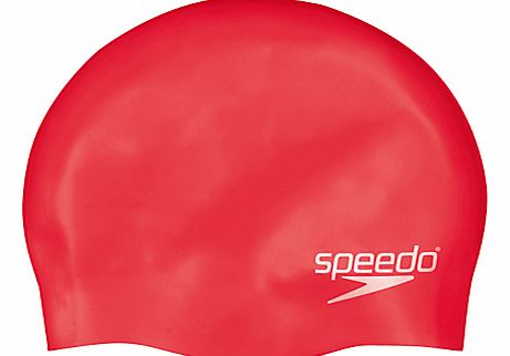 Speedo Plain Silicone Swim Cap, Junior, Red