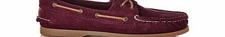 Burgundy corduroy lace-up boat shoes