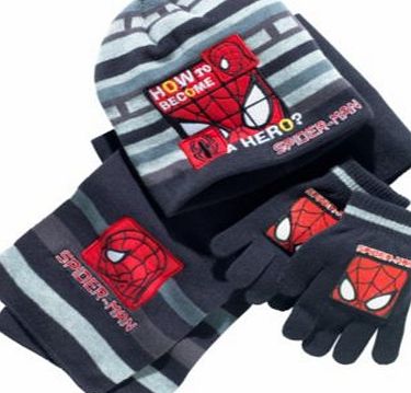 Spider-Man Black Hat. Scarf and Gloves Set -