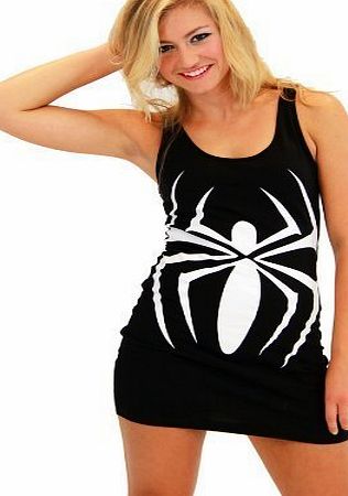 Spider-Man Girl Venom Black Juniors Costume Tunic Tank Dress (Black) (Juniors X-Large)