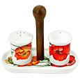 Spigarelli Poppy Ceramic Salt and Pepper Shaker w/Support