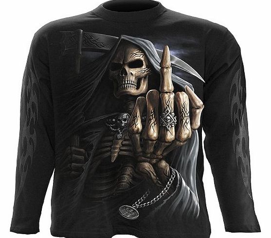 - Men - BONE FINGER - Longsleeve T-Shirt Black - Medium