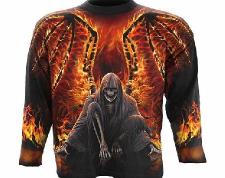 Spiral - Men - FLAMING DEATH - Allover Longsleeve T-Shirt Black - Large