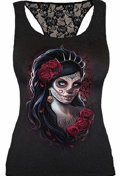 Day Of The Dead Racerback Lace Top DW205285