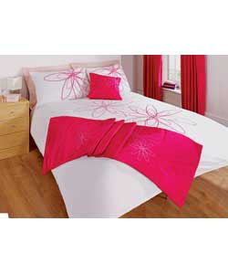 spiral Flower Double Bed Set - White