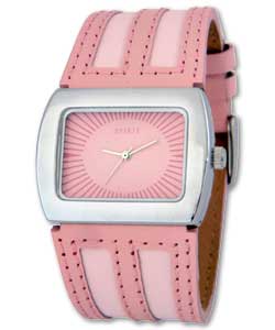 Ladies Watch with Pink Cut Out Strap