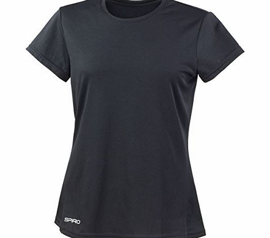 Spiro Womens/Ladies Sports Quick-Dry Short Sleeve Performance T-Shirt (M) (Black)