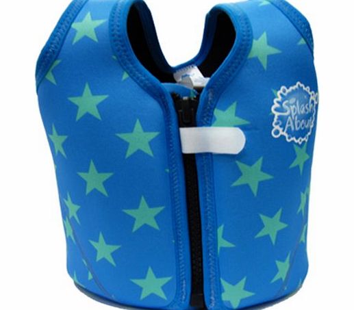 Splash About Kids Neoprene Float Jacket with Adjustable Buoyancy - Blue/Mint Stars, 1-3 Years