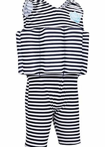 Splash About Kids Short John Floatsuit with Adjustable Buouyancy - Navy/White Stripes, 2-4 Years
