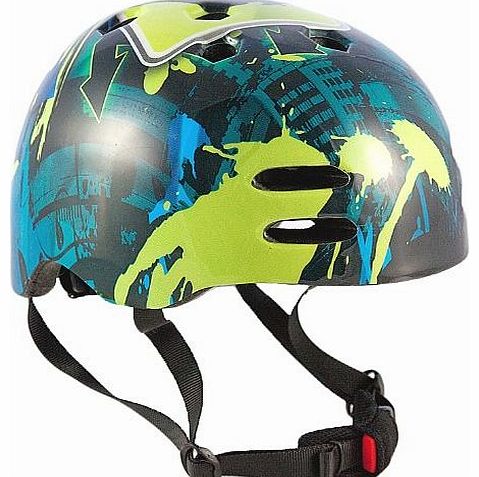 Boys No Bounds BMX Helmet - Blue/Green, Size 55-58