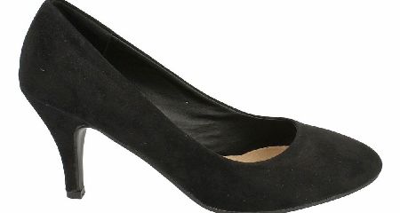 SPOT ON Black Mid Heel Court Shoe