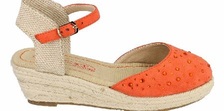 SPOT ON Coral Espadrille Wedge