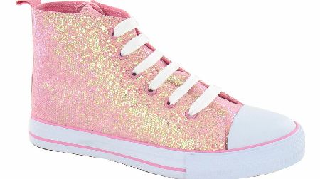 SPOT ON Pink Glitter Hi Top Boot