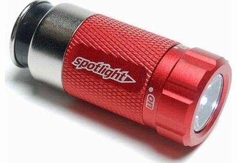 Red LED CAR TORCH - RECHARGEABLE in 12V car socket - aluminium - tough & bright - by Spotlight