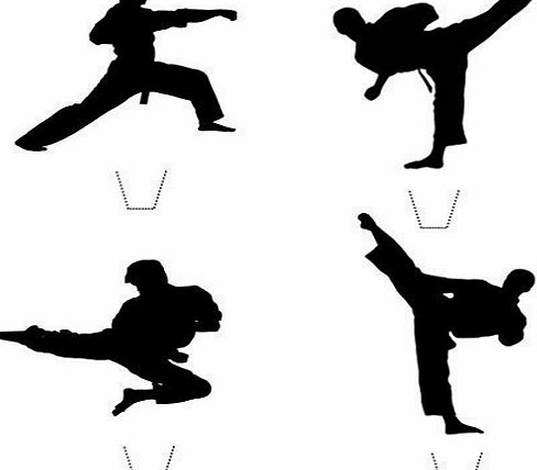 Sprinkles and Toppers 12 x Novelty Karate TaeKwondo Martial Arts Silhouette Mix (Any Colour) Edible Standup Wafer Paper Cake Toppers