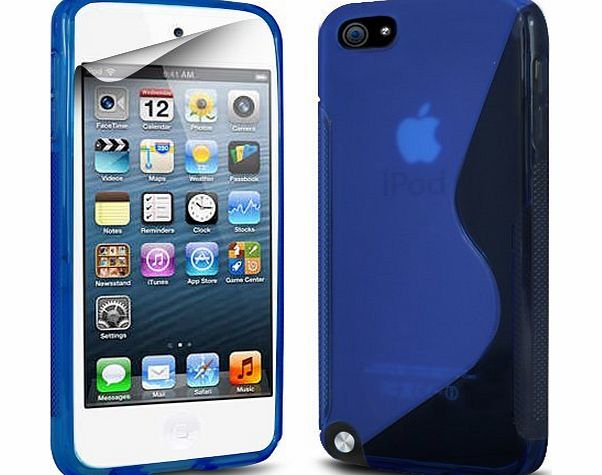 Spyrox Apple Ipod Touch 5 Blue Elegant Premium S Line Wave Gel Case Skin Cover With LCD Screen Protector Guard, Polishing Cloth by Spyrox