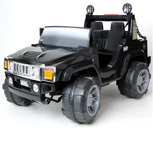 Hummer-Style Jeep Twin Seat 12V Battery Powered Ride-On - Black