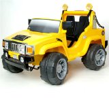 srbWorld Hummer-Style Jeep Twin Seat 12V Battery Powered Ride-On - Yellow