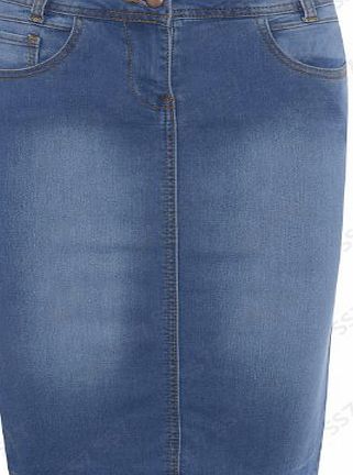 SS7 New Denim Pencil Skirt Womens Tube Skirt Stretch Size 6 8 10 12 14 16 (UK - 10, Denim Blue)