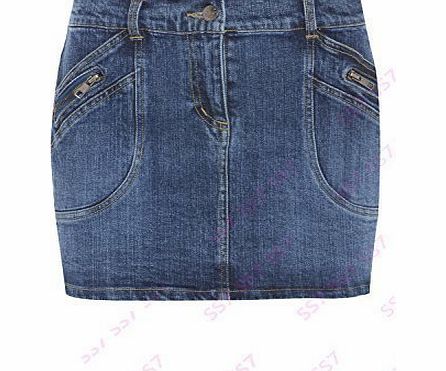 SS7 Womens Denim Stretch Skirt Size 8 - 14 (UK - 12, Denim Blue)