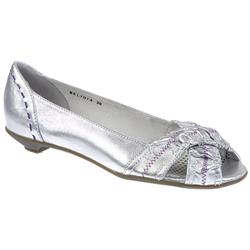 Female BEL7074SS Leather Upper Leather Lining Smart Flats in Silver