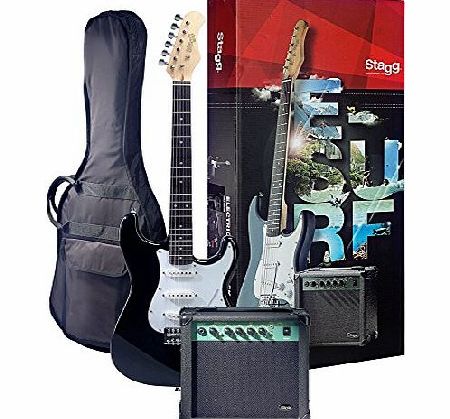 Stagg ESURF 250 Surfstar Electric Guitar and Amp Package, Black