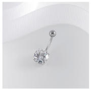 STAINLESS STEEL CUBIC ZIRCONIA BELLY BAR