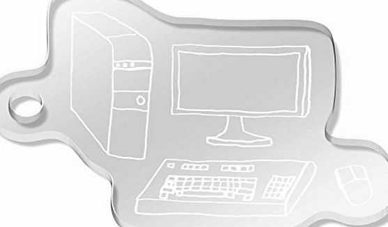 Stamp Press Desktop Computer Shaped Frost Engraved Keyring (AK00031424)
