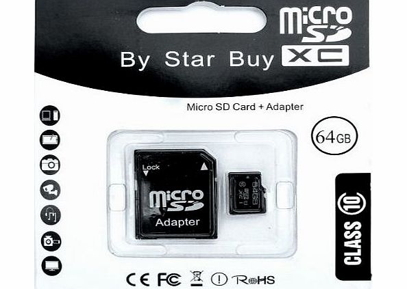STAR BUY* Brand New 64GB Micro SD SDHC Memory Card Class 10 with Adapter*....THE HIGH PERFORMANCE CHOICE FOR DIGITAL IMAGE CAPTURE* TO WHICH PROVIDES UNIVERSAL COMPATIBILIY*