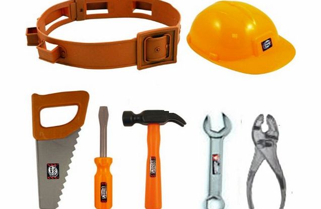 Star55 Childrens Boys Girls Toy Play Builder Work Man Hard Hat Tool Belt amp; Tools