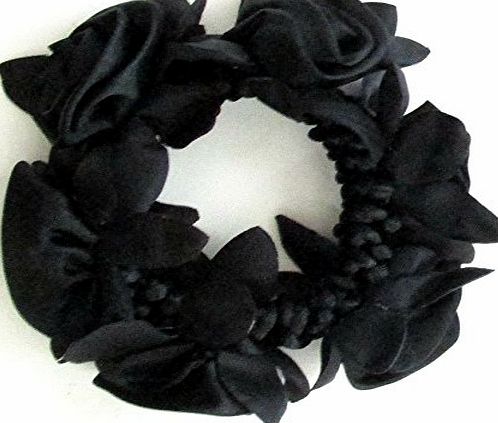 Starcrossed Beauty Black Large Rose Flower Hair Bun Garland Headband Top Wrap Scrunchie i26 *EXCLUSIVELY SOLD BY STARCROSSED BEAUTY*