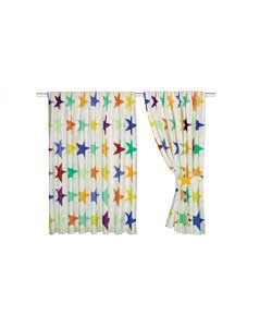 Pair of 66 x 54in Unlined Curtains - Multicoloured