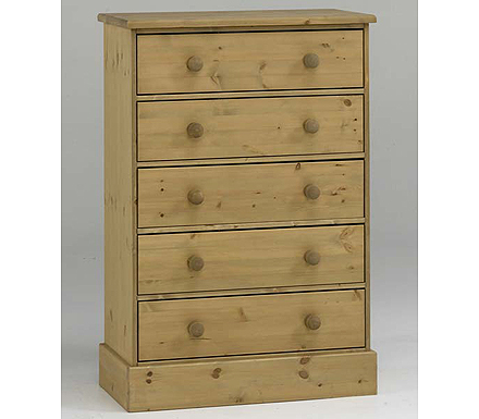 Bourne Solid Pine 5 Drawer Chest