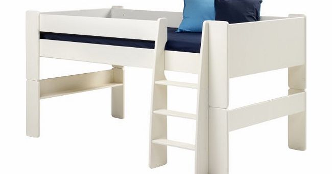 Steens Kids Mid-Sleeper Frame Bed with Ladder, White