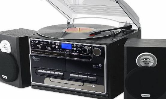 Steepletone (DTL Package) Steepletone SMC386r BT - 8 in 1 Music System NEW Model with Bluetooth* - 3 Speed Record Turntable - CD Player - FM amp; MW Radio - Playback amp; Encode RECORDING to USB Stick / SD Memory Card - TWIN