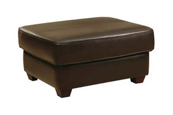 Steinhoff Furniture Buxton Leather Storage Footstool in Delta Brown - Fast Delivery