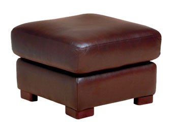 Boston Leather Footstool in Cabria Chocolate - Fast Delivery