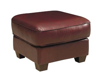 Dorset Leather Footstool in Corsair Burgundy - Fast Delivery