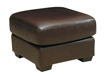 Steinhoff UK Furniture Ltd Sydney Leather Footstool in Morano Chocolate - Fast Delivery