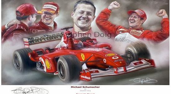 Stephen Doig Michael Schumacher, Ferraris Finest Limited Edition 21 x 30cm Fine Art Giclee Print by Stephen Doig. Only 295 copies.