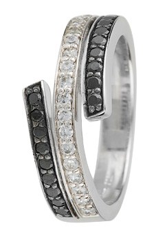 Sterling Silver Black and White Cubic Zirconia