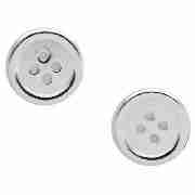 Sterling Silver Button Stud Earrings