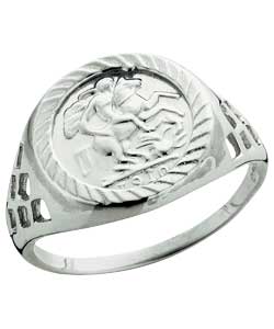 Silver Childs George and Dragon Medallion Ring