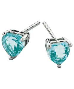 Sterling Silver Created Aquamarine March Birthstone Studs