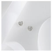 Sterling Silver Crystal Set Heart Stud Earrings