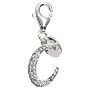 Sterling Silver Cubic Ziconia C Initial Charm