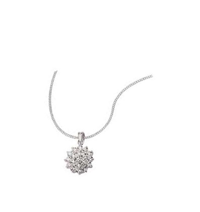 Sterling Silver Cubic Zirconia 1 Carat Look Cluster Pendant